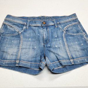 NWOT Women's Goldsign Duval Blue Denim Stretch Short Shorts size 29